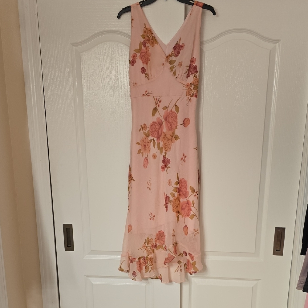 Zoey Beth Chic Pink Floral Midi Dress